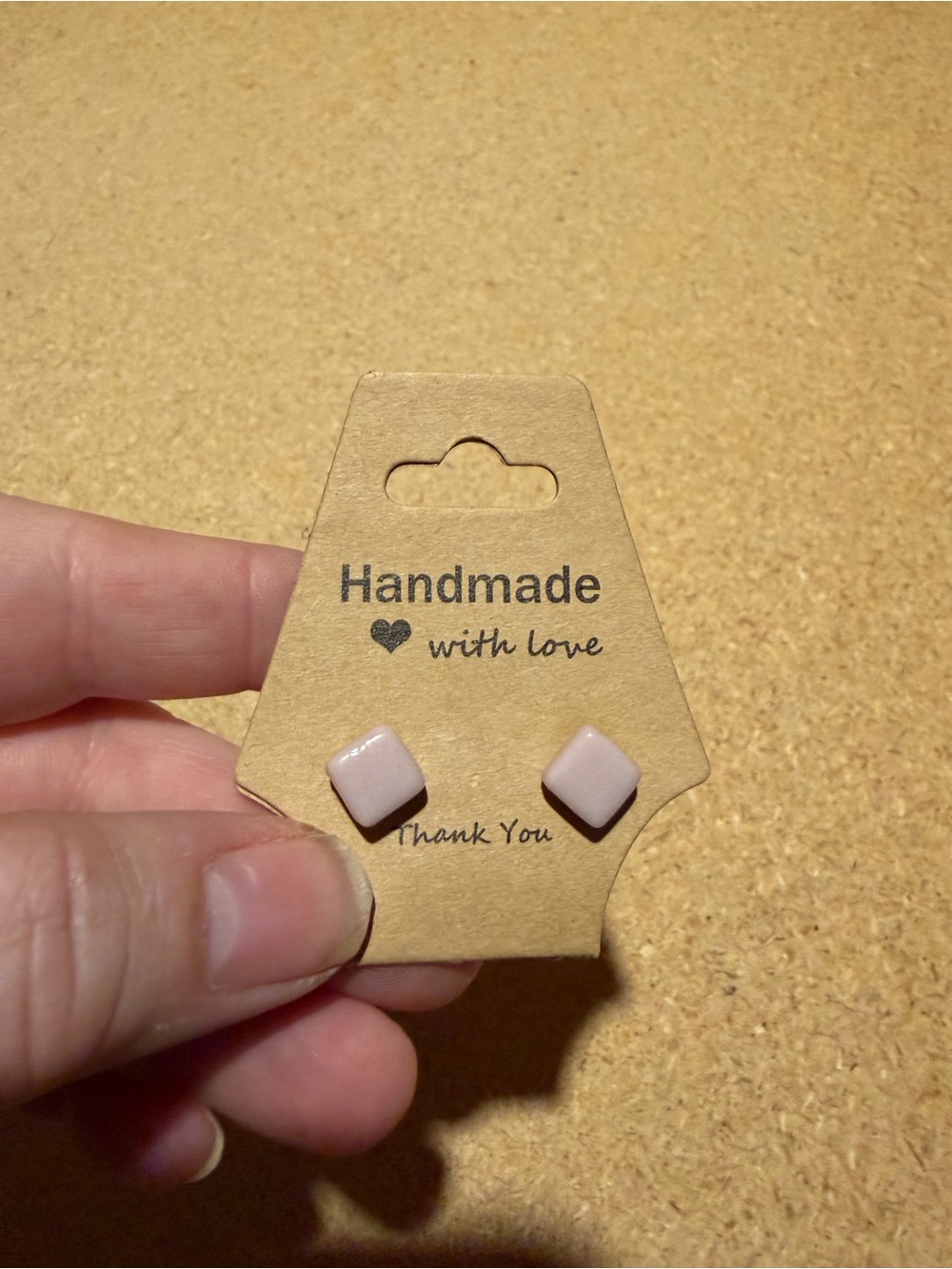 Pale Pink Square Stud Earrings -